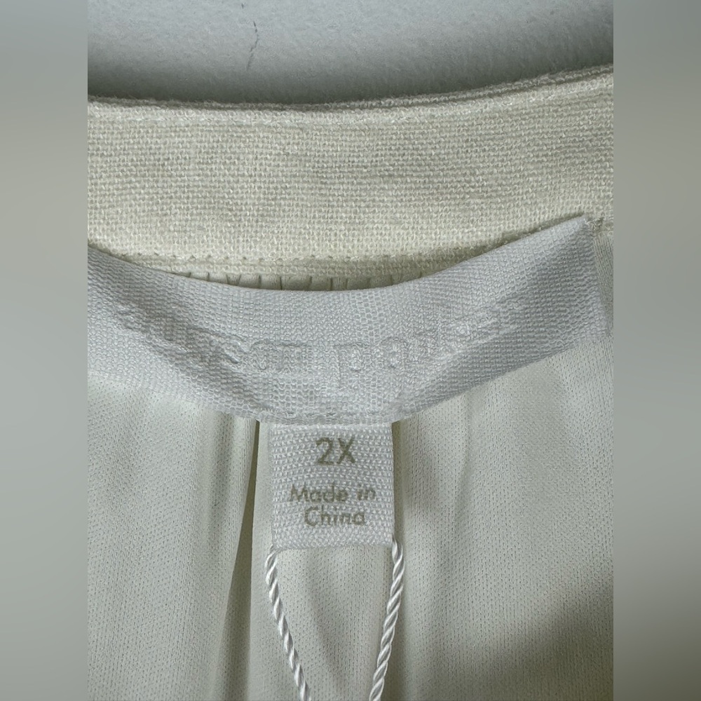 NWT ADYSON PARKER
Lined Linen Flutter Sleeve Dress, Size 2X, Ivory - Picture 7 of 13
